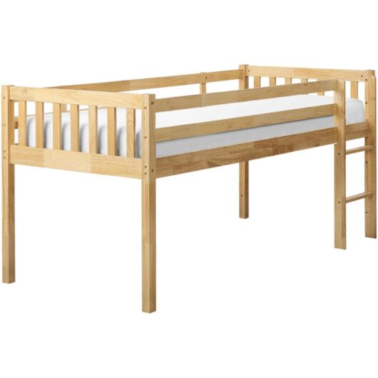 Kids Bed Rubber Wood eu Single Size with Slatted Frame Light Wood Peipin