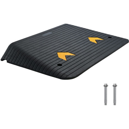 Mophorn - Rubber Threshold Ramp Door Ramp 4' Rise 15 Tons Load Capacity, Heavy-Duty Rubber Curb Ramp for Cars, Wheelchairs, and Carts