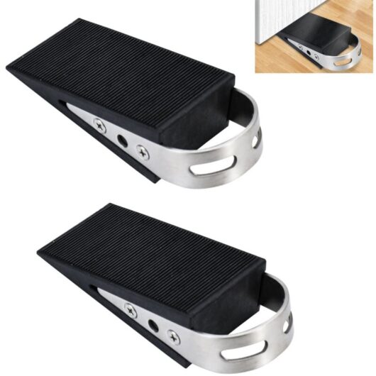 2pcs Soft Rubber Door Wedge, Non-Slip Floor Door Stopper, Heavy Duty Non-Slip Rubber Door Stop, Solid Door Stop, for Balcony, Kitchen, Office, Hotel