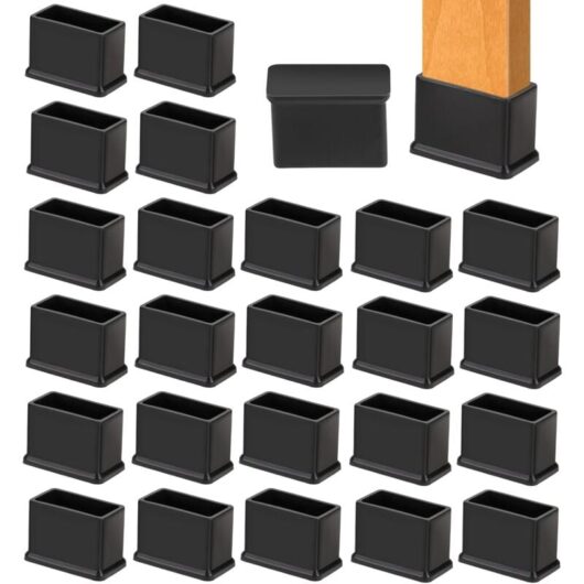CCYKXA 24pcs Rectangular Thickened Rubber Chair Leg Caps for PVC Chair Legs Reduce Noise and Scratches 15x30mm