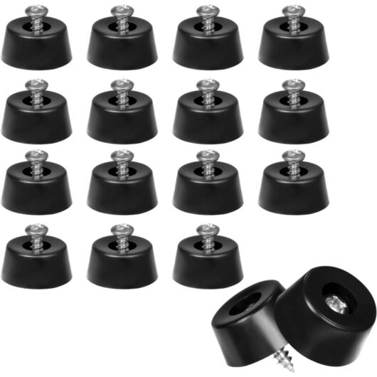 Csparkv - 24pcs Rubber Feet, Screw-in Rubber Feet Chair Leg Caps Screw-in Rubber Feet for Furniture Electronics Household Appliances (Black)