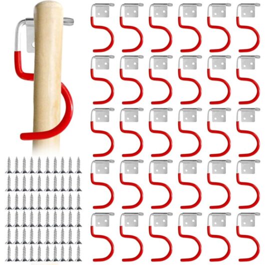 Csparkv - 30Pcs Metal Garden Tool Hooks - Metal Hooks - Garden Tool Holder - Non-Slip Rubber Wall Mount