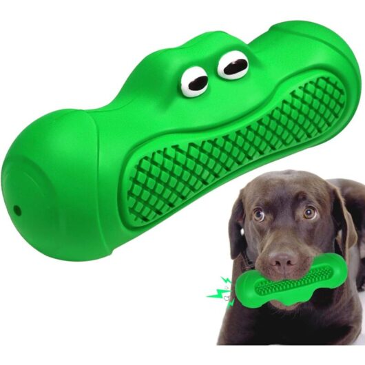 Cyslmuk - Green Indestructible Dog Toy Large Dog,Dog Chew Toys,Almost Indestructible Rubber Toothbrush Toy for Medium Large Pet
