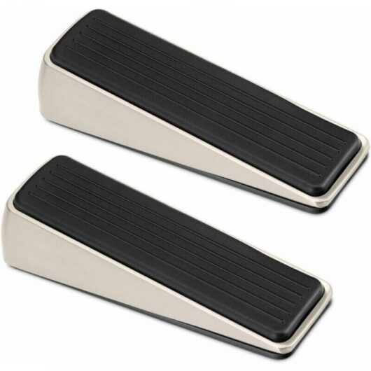 Door Stopper, 2 Pieces Door Block, Floor Door Stop, Heavy Duty Zinc and Rubber Door Wedge, for Bathroom, Kitchen, Children's Room Door and Office