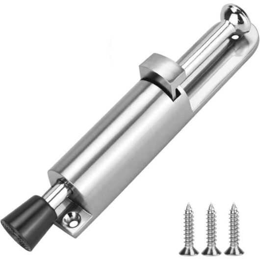 Heavy Duty Spring Door Stopper Metal Door Stopper Zinc Alloy Spring Door Stopper for Indoor and Outdoor Pedal Brushed Silver