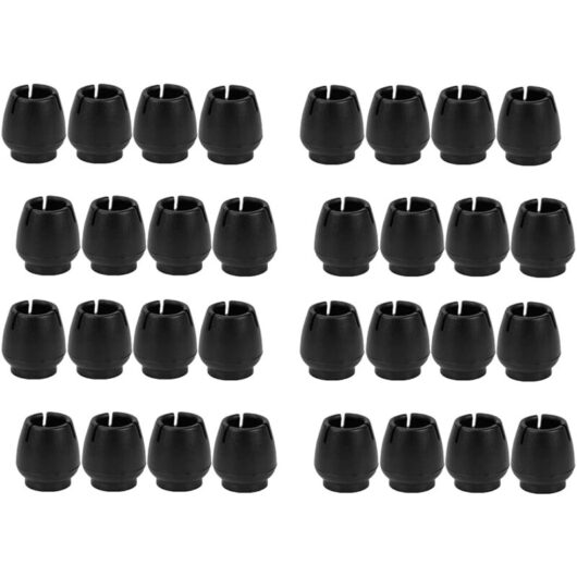 Linghhang - 32pcs Furniture Chair Leg Covers Chair Leg Protector Rubber Chair Leg Caps Round Chair Leg Covers,12-17MM(Black)
