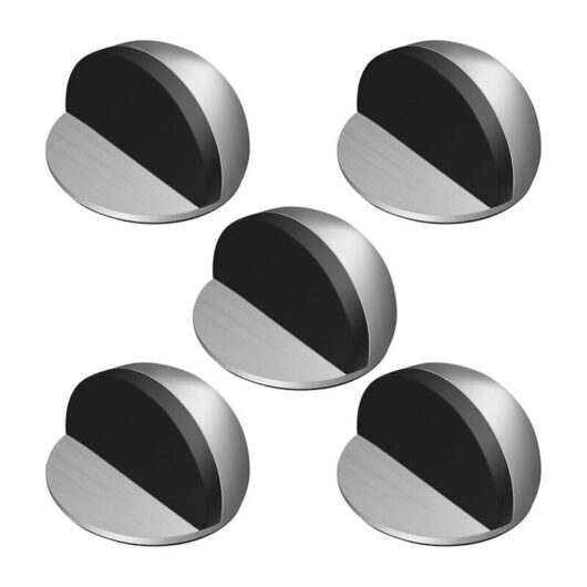 Linghhang - Pieces Door Stops, Stainless Steel Adhesive Door Stops, Doorstops with Rubber Bumpers, Adhesive Door Stop for All Hard Floors, Ensure the