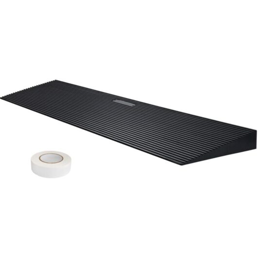 Mophorn - 1.2' Rise Cuttable Threshold Ramp, 35.4' Wide Rubber Wheelchair Ramp, Non-Slip Solid Ramp with Tape for Doorways, Driveways, Bathrooms