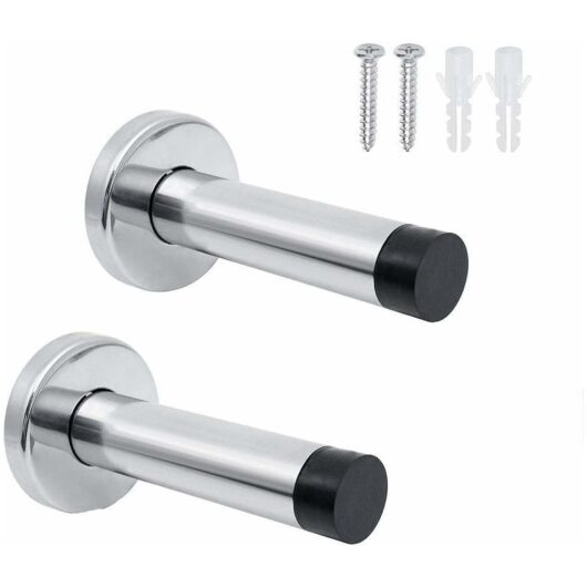 2 Pcs Stainless Steel Interior Door Stop, Soundproof Wall Door Stop, Wall Door Stop, Comes with Mounting Screws and
