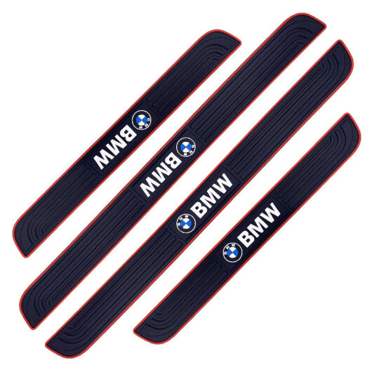 4PCS Car Door Sill Protectors Car Sticker Adhesive Film for Door Sill Protection Car Door Sill Guard Soft Rubber pvc (bmw)