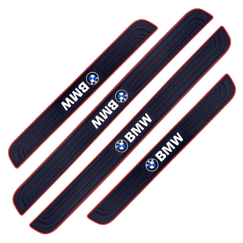 4PCS Car Door Sill Protectors Car Sticker Adhesive Film for Door Sill Protection Car Door Sill Guard Soft Rubber pvc (bmw)