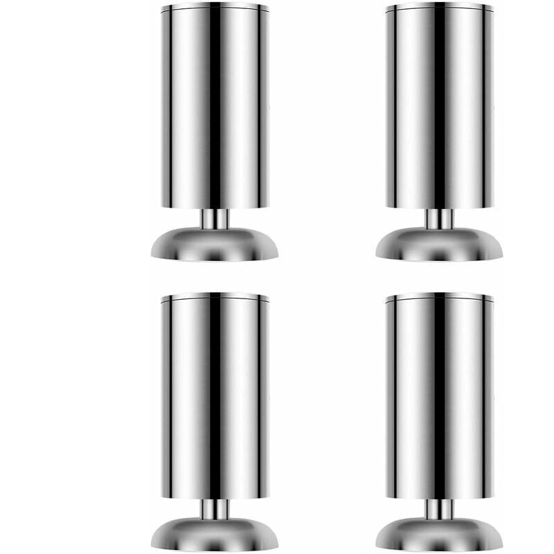 Linghhang - 4X 50 x 80mm Furniture Legs, Stainless Steel Kitchen Cabinet Cupboard Feet Round Feet - Rubber Mats - Safe and Quiet