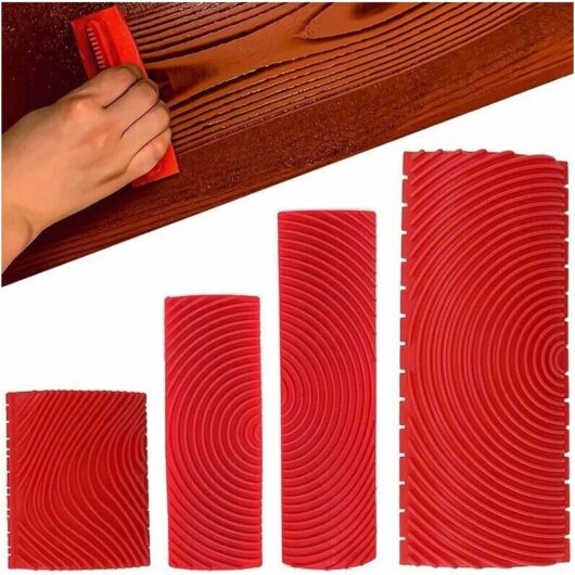 4 Pack Wood Grain Rubber Imitation Wood Grain Tool Wood Graining Rubber Imitation Wood Grain Painting Texture Tools for Home Wall, Rubber Wood Grain