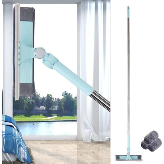 2-in-1 Window Cleaning Kit with Extendable Handle, Rubber Squeegee and Microfiber Window Brush (1.5m/4.9ft)