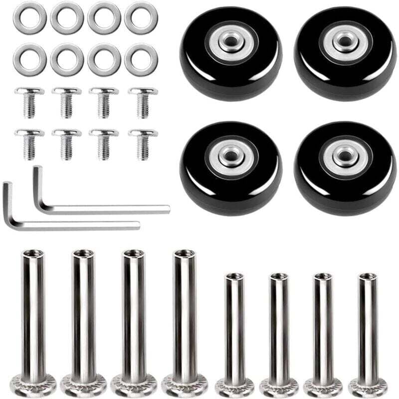 Mumu Rubber Swivel Replacement Wheels for Suitcases, Luggage Trolleys and Strollers, Outer Diameter 45x18mm