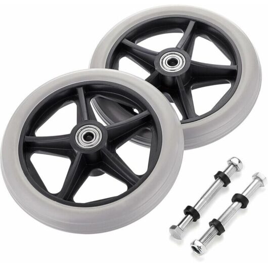 2 Pack 6 Inch Wheelchair Rubber Replacement Wheels, Front Wheels, Rollator, Non-Slip Replacement Casters, Universal Wheels, Wheelchair Spare Wheel