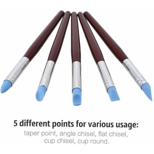 5pcs Rubber Tip Paint Brushes Clay Tools for Sculpture Pottery Color Shaping Blending Drawing Modeling Remove Fingerprints
