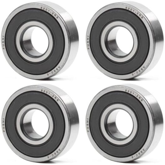 Dewdat - 6201-2RS Ball Bearing 12 x 32 x 10mm - Double Rubber Seal - abec 5 - Pre-Lubricated Ball Bearing - Pack of 4