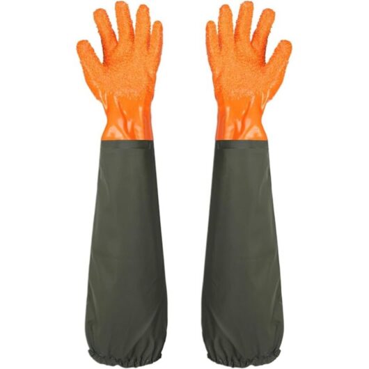 Frosted Waterproof Gloves Lengthen Rubber Gloves Pond Cleaning Gloves Lining Elastic Cuffs