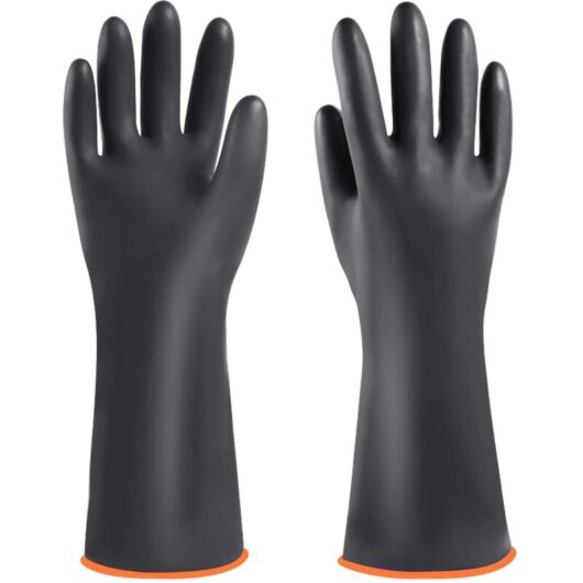 Industrial Rubber Gloves, Heavy Duty Long Lasting Acid and Alkali Gloves, Chemistry Gloves, 35cm Chemical Protection Gloves