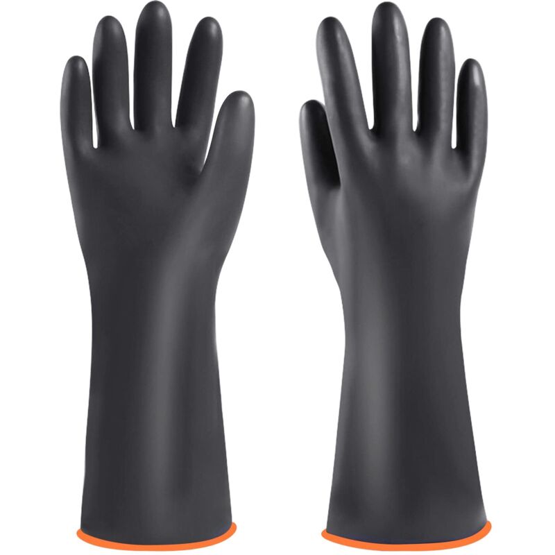 Industrial Rubber Gloves, Heavy Duty Long Lasting Acid and Alkali Gloves, Chemistry Gloves, 35cm Chemical Protection Gloves