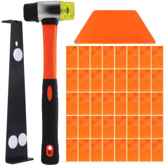 Laminate Flooring Installation Kit, Laminate Flooring Installation Kit with 40 Spacers, Tapping Block, Heavy Duty Pull Bar and Fiberglass Mallet,
