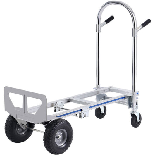 Mophorn - Aluminum Hand Truck, 2-in-1 Convertible, 800 lbs Capacity, Heavy-Duty Folding Utility Cart, Industrial Dolly with Rubber Wheels