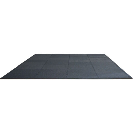 Mophorn - 0.56 Inch Thick Gym Floor Mats, 12 Tiles, 48 sq.ft, Interlocking, Black & Blue