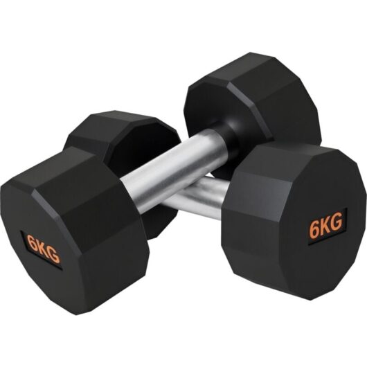 Sportnow - Dumbbells Weights Set with 12-Sided Shape and Non-Slip Grip 2 x 6kg