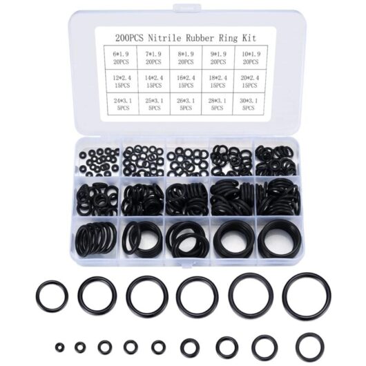 200pcs O-rings, 15 Sizes Rubber O-rings for Hydraulic Pipe Insulation