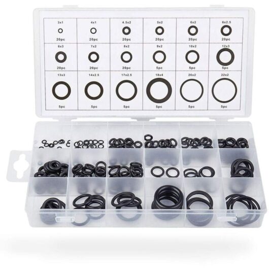225pcs Rubber O-Rings, 18 Sizes Black O-Ring Seal Kit, Hydraulic Water Seals, Car Air Conditioner Seals