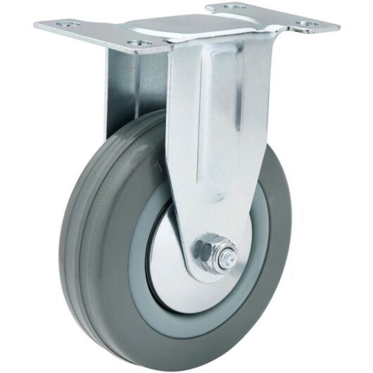 Draper - 100mm Dia. Fixed Plate Fixing Rubber Castor - s.w.l. 80Kg (65482)