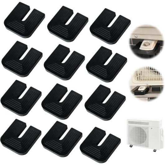 12 Pcs Air Conditioner Rubber Vibration Dampers, U-Shape Air Conditioner Shock Pad Anti-Vibration Feet Support for Outdoor Split Air Conditioner