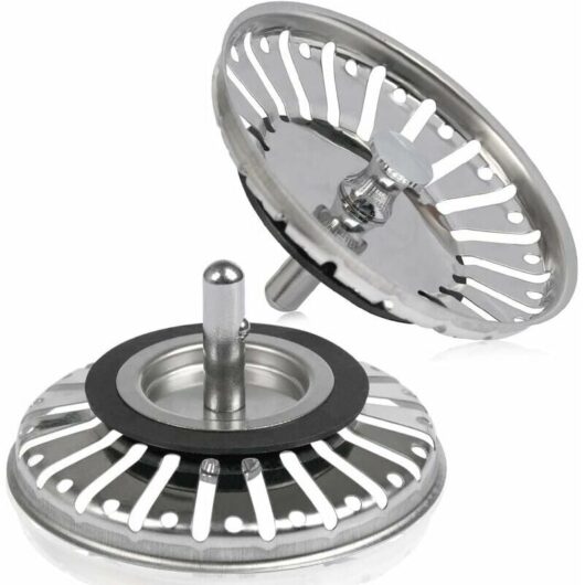 Dewdat - 2PCS Sink Strainer/Sink Plug Stopper Hole Kitchen/Bathroom Strainer Diameter 84mm with Ball End, Stainless Steel -