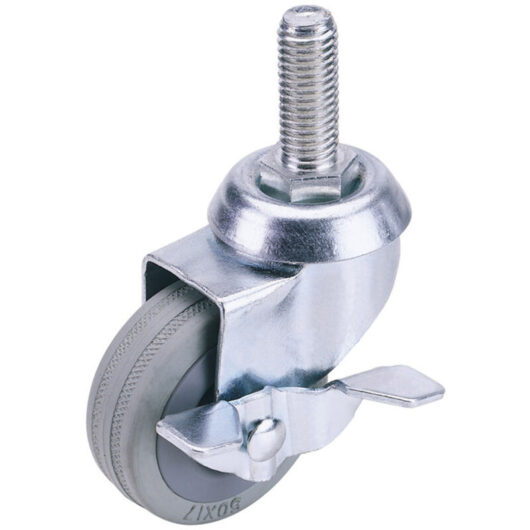 Draper - 75mm Dia. Swivel Bolt Fixing Rubber Castor with Brake - s.w.l 70Kg (65476)