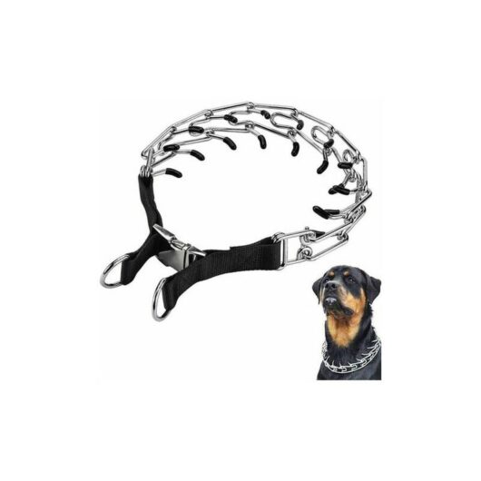Fuhuida Trading - Dog Prong Training Collar, Adjustable Stainless Steel Links with Comfortable Rubber Tips, High Strength Quick Release Metal Buckle,