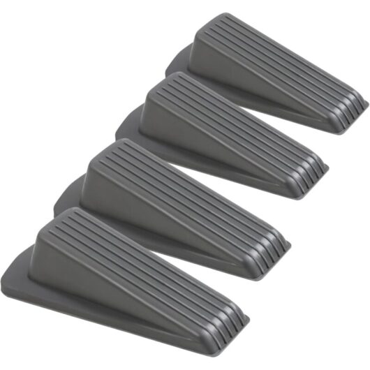 Groofoo - 4 Pack Door Stoppers for Bottom of Door, Gray 4.8x2.2x1.3in Door Stops, Rubber Door Stopper Wedge, Sturdy Stackable Door Stops for Floor