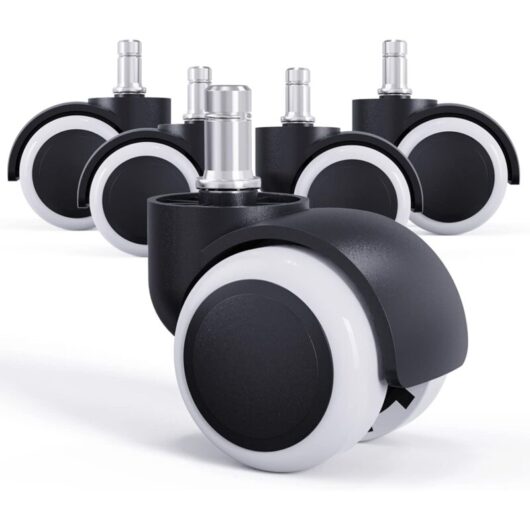 Ikodm - 5pcs) 50mm Rubber Chair Wheels, Office Chair Casters, Replacement Casters, Swivel Wheels, 11mm Universal Stems