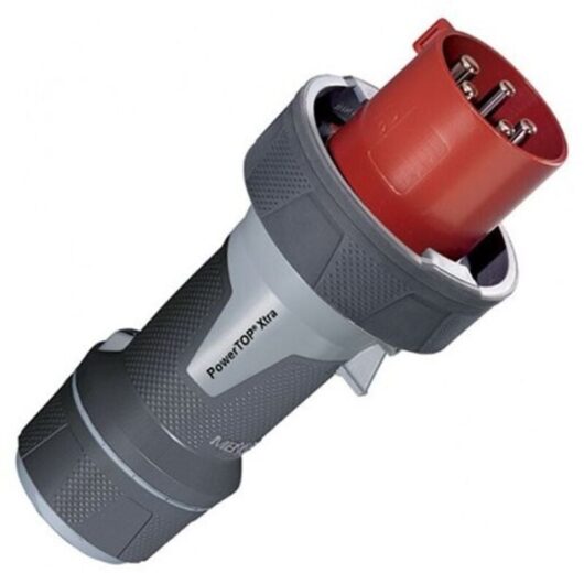 Mennekes 13219 Plug Power top Xtra with rubber surface, IP 67 protection - 4P - 125 A Current, 400 V, red