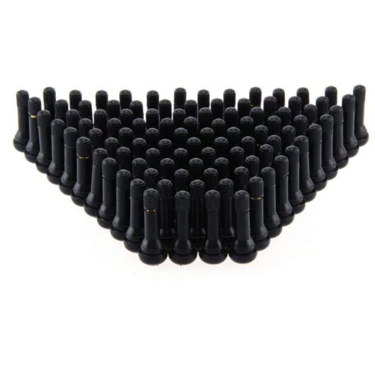 Trintion 100Pcs Car Tire Valve Stem TR414 Car Tyre Caps Rubber Snap in Tubeless with Metal Valve Puller Tool Dust Caps for Car Tyres Tubeless Rim
