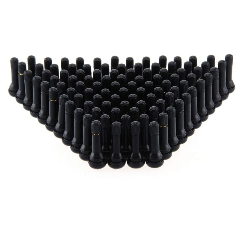 Trintion 100Pcs Car Tire Valve Stem TR414 Car Tyre Caps Rubber Snap in Tubeless with Metal Valve Puller Tool Dust Caps for Car Tyres Tubeless Rim