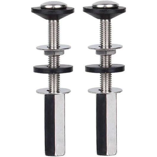 CCYKXA Set of 2 Toilet Tank Bolts, Heavy Duty Rustproof Toilet Bolts with Long Nuts, Double Rubber Washers for Toilet Tank Bolts and Screws