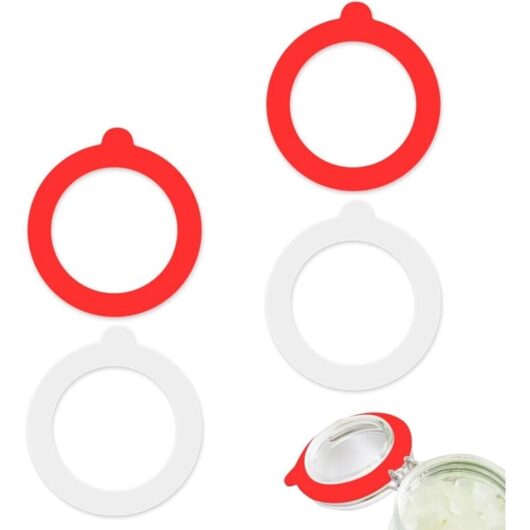 CCYKXA Set of 4 sealing rings for jars, 68 mm, made of rubber, for Weck jars, silicone (red + white)