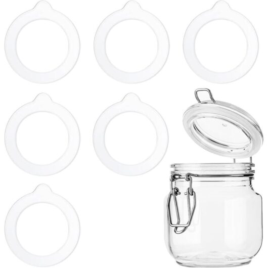 CCYKXA Set of 6 Replacement Silicone Seals, Leakproof and Reusable Rubber Seals for Mason Jar Lids and Wide Mouth Glass Jars (3.7 x 2.7 Inches)