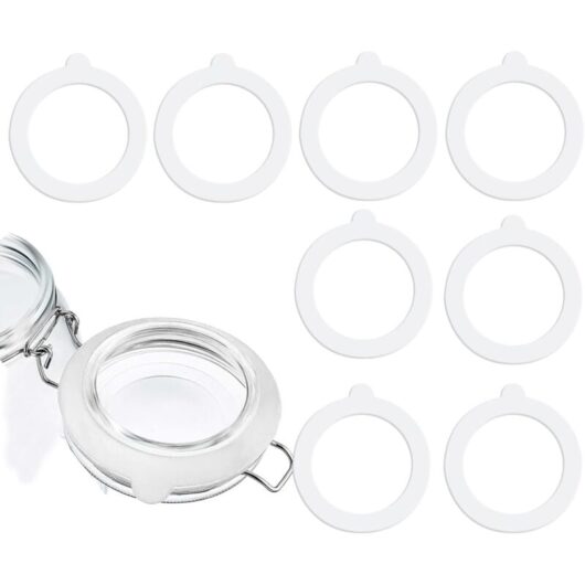 CCYKXA Set of 8 replacement rubber seals for jars, white rubber seals, silicone jar lids for storing sealed glass jars