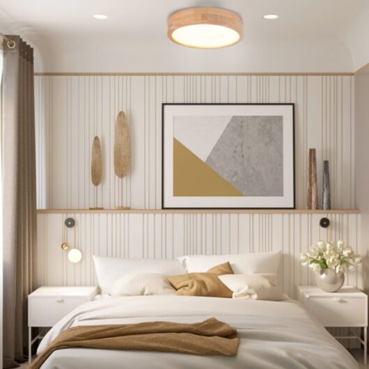 LED Ceiling Light Industrial Rubber Wood Ceiling Lamp for Bathroom Hallway Staircase - Cold Light 6000K 20cm