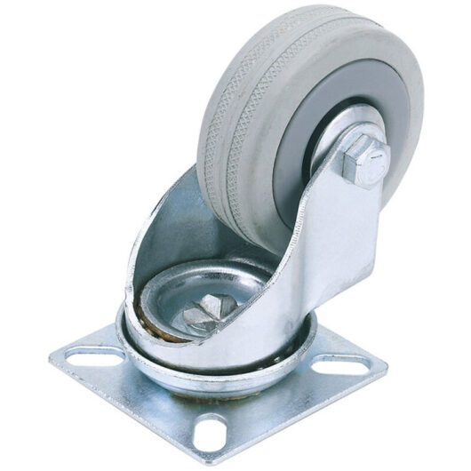 50mm Dia. Swivel Plate Fixing Rubber Castor - s.w.l 50Kg (65468) - Draper
