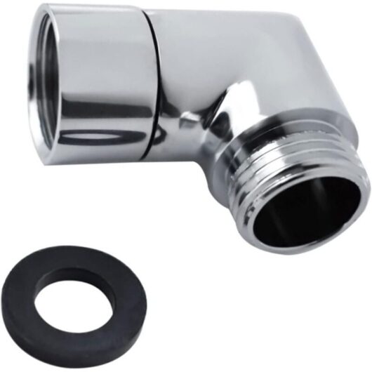 90° Shower Head Adapter - Elbow Fitting for Shower Head - Shower Hose Adapter - With Rubber Seal - Silver