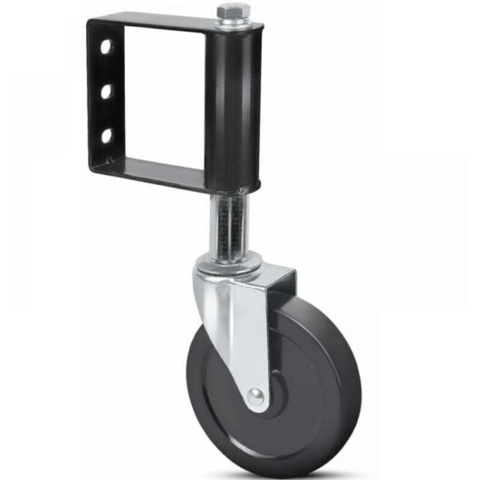 Aging-resistant rubber gate rollers, spring loaded, with universal mounting plate, load capacity 100kg, 100mm