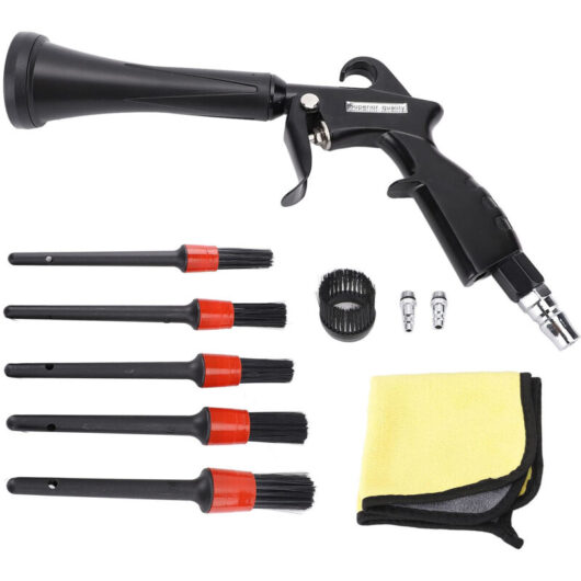 Air Cleaning Tool with Rubber Guard and Brass Adjustable Air Nozzle Aluminum Alloy for Dust Cleaning Car Detailing